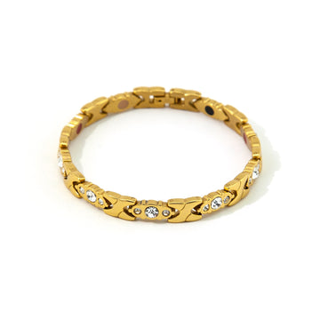 Goldie - Stainless Steel Negative Ion Bracelet, Gold Plated with Swarovski Crystals